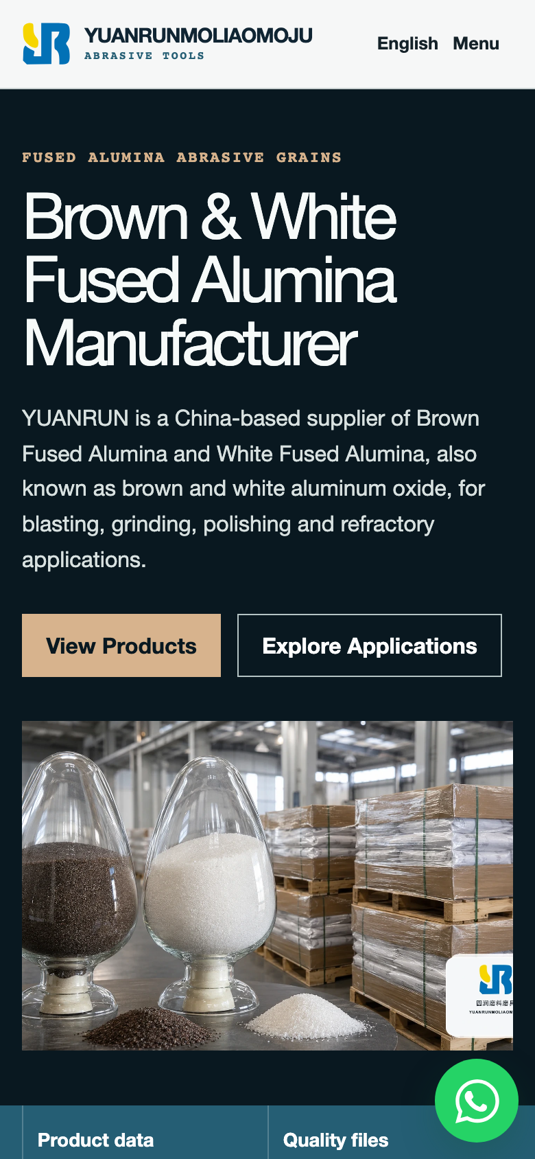 Yuanrun Abrasives 首页移动端截图